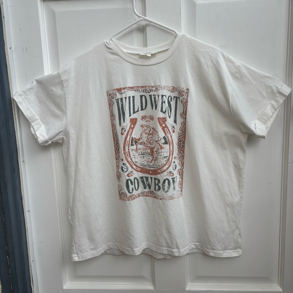 bohme Tops - Bohme Wild West Cowboy Tee - White and Brown